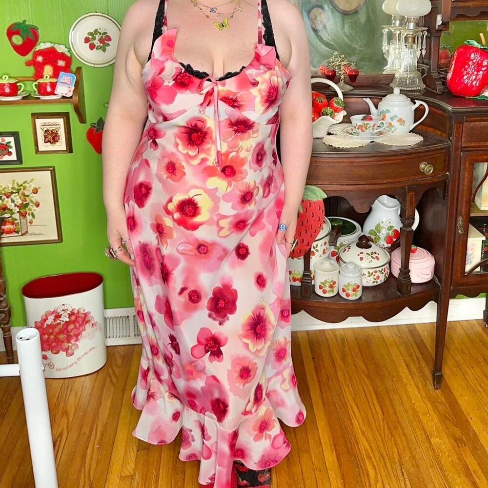 Vintage y2k Mlle Gabrielle plus size coquettecore milkmaid summer maxi dress - Picture 7 of 8